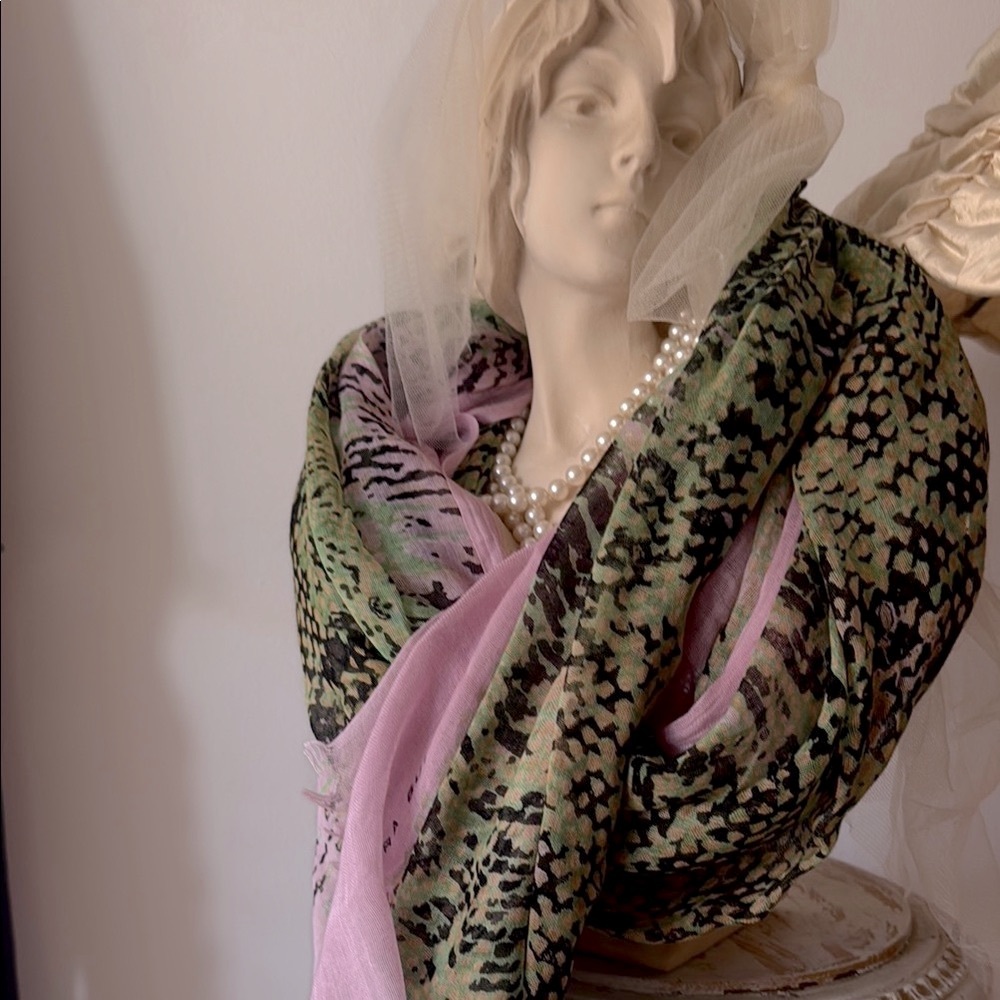 Barbara Bui Pink and Green Snake Print Scarf